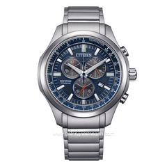 CITIZEN ECO DRIVE AT2530-85L Chronograph Silver Dial Blue Titanium Strap