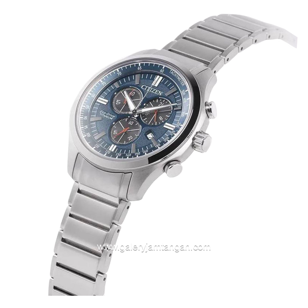CITIZEN ECO DRIVE AT2530-85L Chronograph Silver Dial Blue Titanium Strap