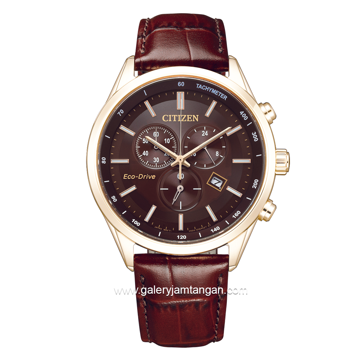 CITIZEN ECO DRIVE AT2573-07X Chronograph Brown Dial Brown Leather Strap