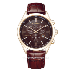 CITIZEN ECO DRIVE AT2573-07X Chronograph Brown Dial Brown Leather Strap