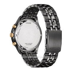 CITIZEN ECO DRIVE AT2576-50X Chronograph Black Dial Green Stainless Steel Strap