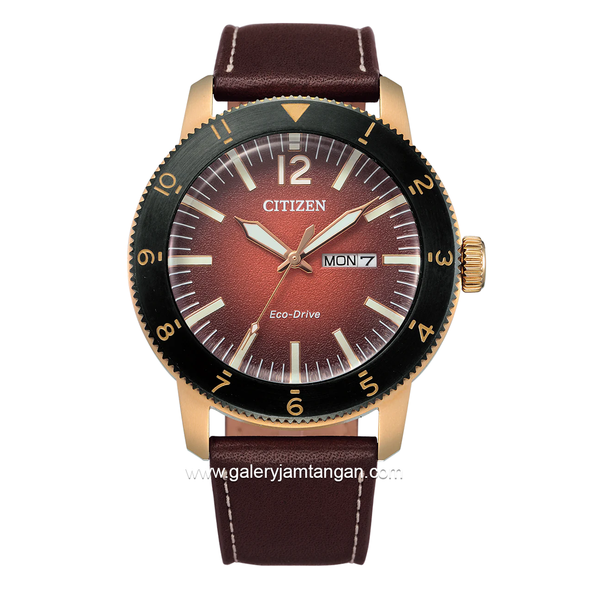 CITIZEN ECO DRIVE AW0079-13X Brown Dial Brown Leather Strap
