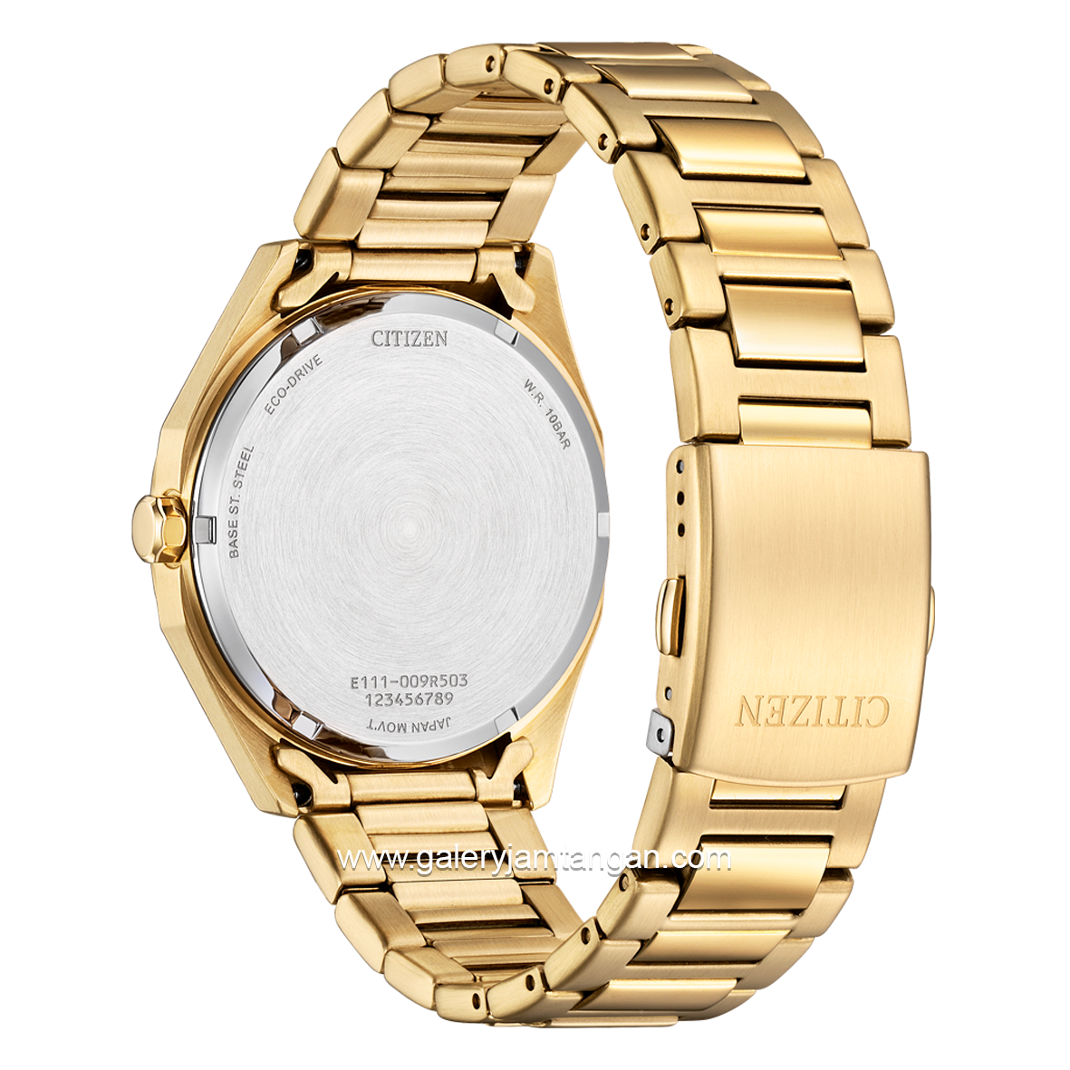 CITIZEN ECO DRIVE BM7633-81X Gold Dial Green Stainless Steel Strap