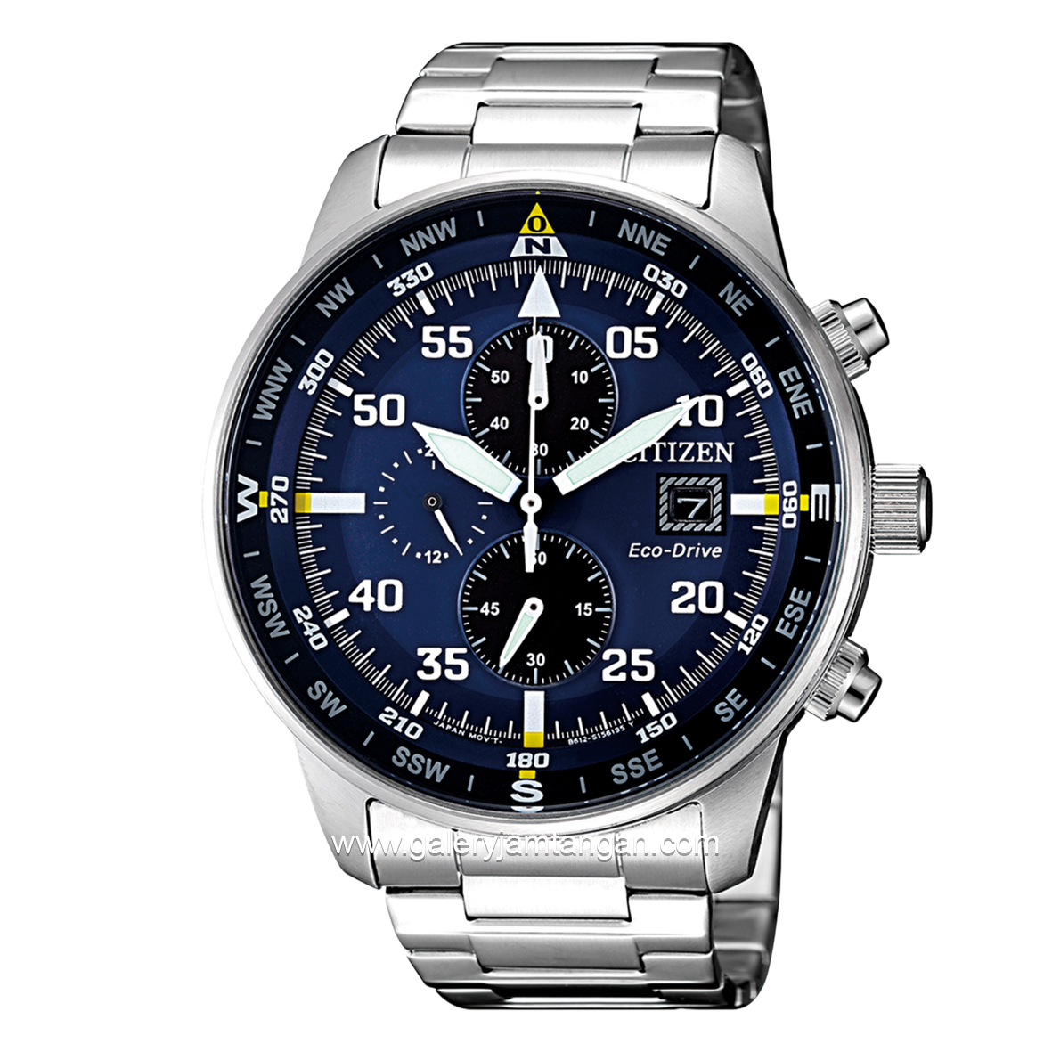 CITIZEN ECO DRIVE CA0690-88L Chronograph Silver Dial Blue Stainless Steel Strap
