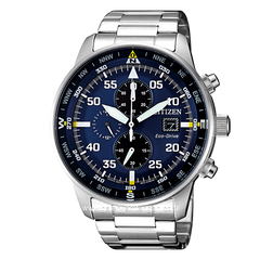 CITIZEN ECO DRIVE CA0690-88L Chronograph Silver Dial Blue Stainless Steel Strap