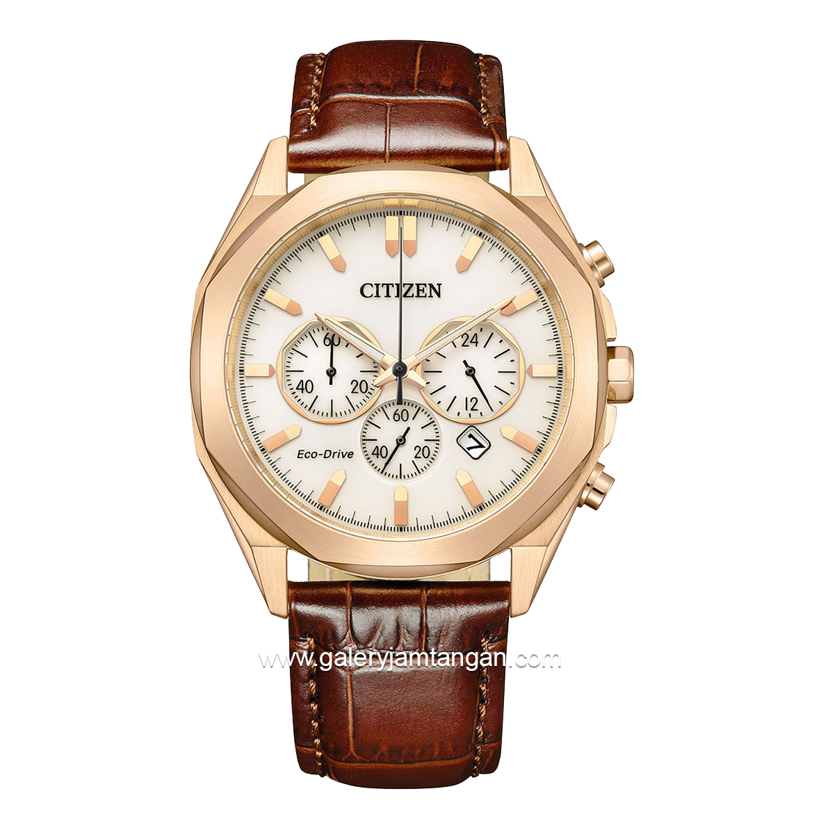 CITIZEN ECO DRIVE CA4593-15A Brown Dial White Leather Strap