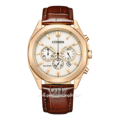 CITIZEN ECO DRIVE CA4593-15A Brown Dial White Leather Strap