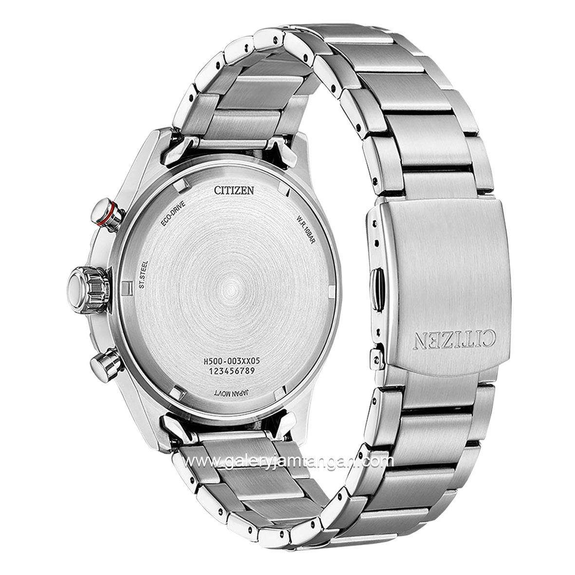CITIZEN CTZ AT2520-89E Eco Drive Full Silver Dial Black Chronograph Stainless Steel