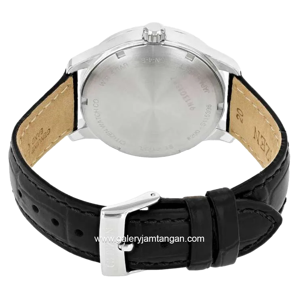 CITIZEN CTZ NH8350-08B Black Silver Dial White Automatic Leather Strap