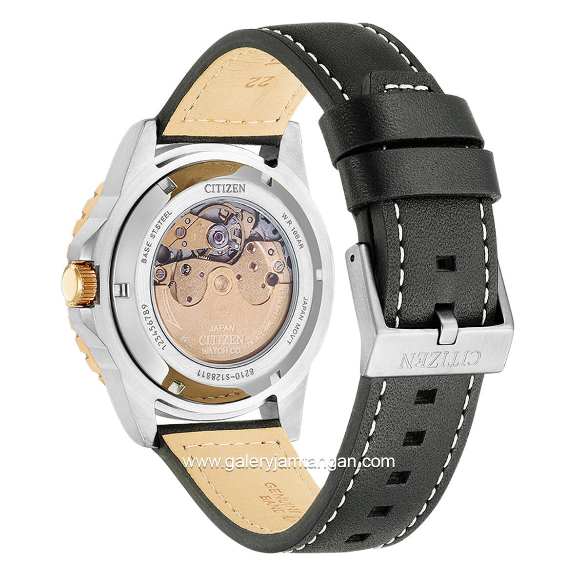CITIZEN CTZ NJ0176-10E Black Silver Dial Black Automatic Leather Strap