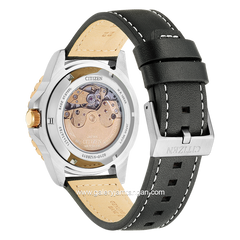 CITIZEN CTZ NJ0176-10E Black Silver Dial Black Automatic Leather Strap