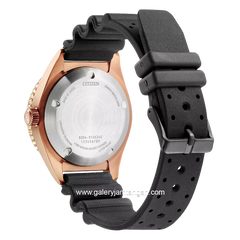 CITIZEN CTZ NY0125-08W Black Rosegold Dial Light Brown Rubber Automatic Divers