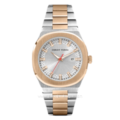 CHRIST VERRA Men's Watch CV 10459G-14 SLV Silver Rosegold Stainless Steel