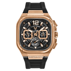 CHRIST VERRA CV109068G-35BLK Black Rosegold Multifunction Rubber Strap