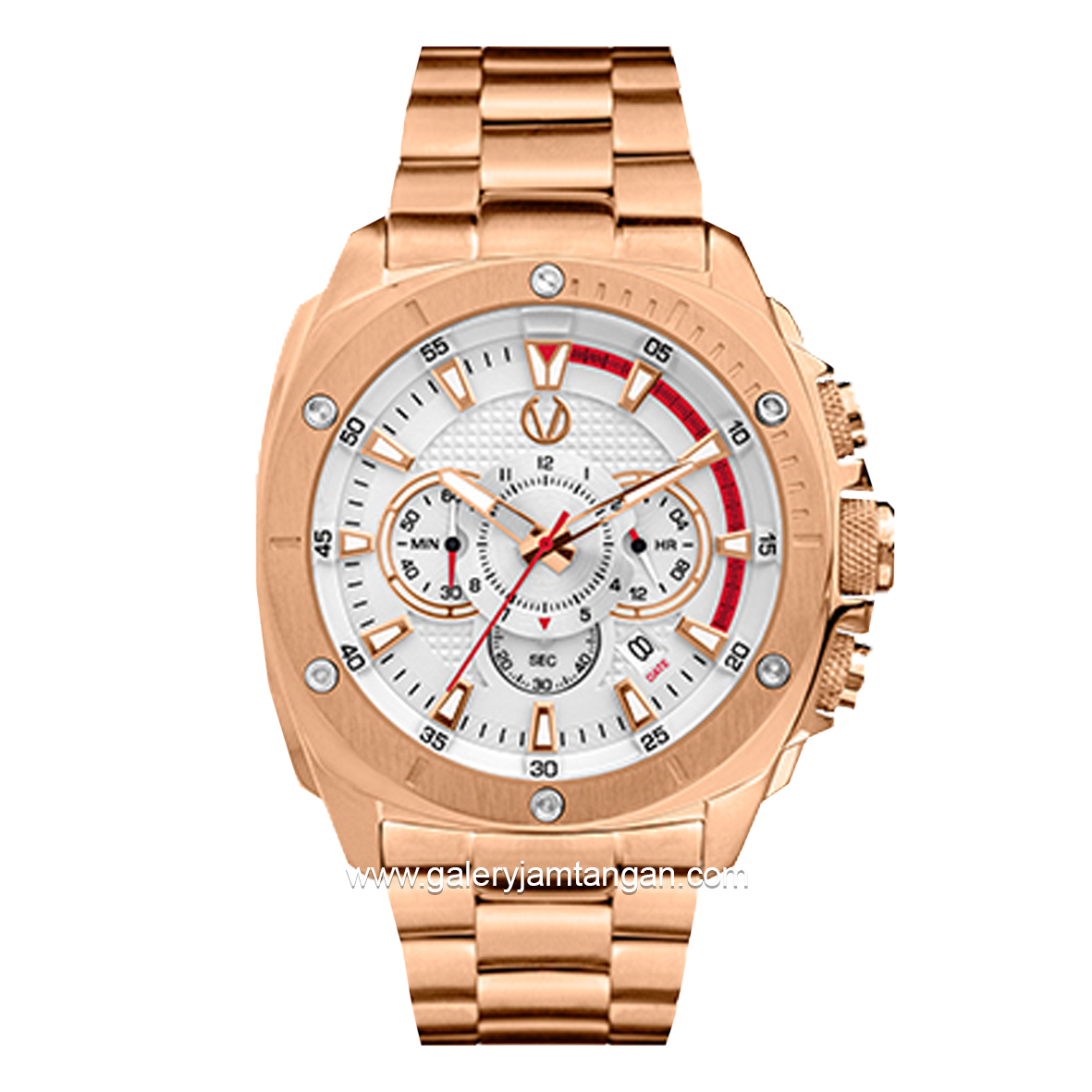 CHRIST VERRA Men's Watches CV 12059G-15 WHT Rosegold Dial White Stainless Steel