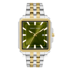 CHRIST VERRA CV 12083G-13 GRN Men Watches Silver Gold Dial Green Stainless Steel