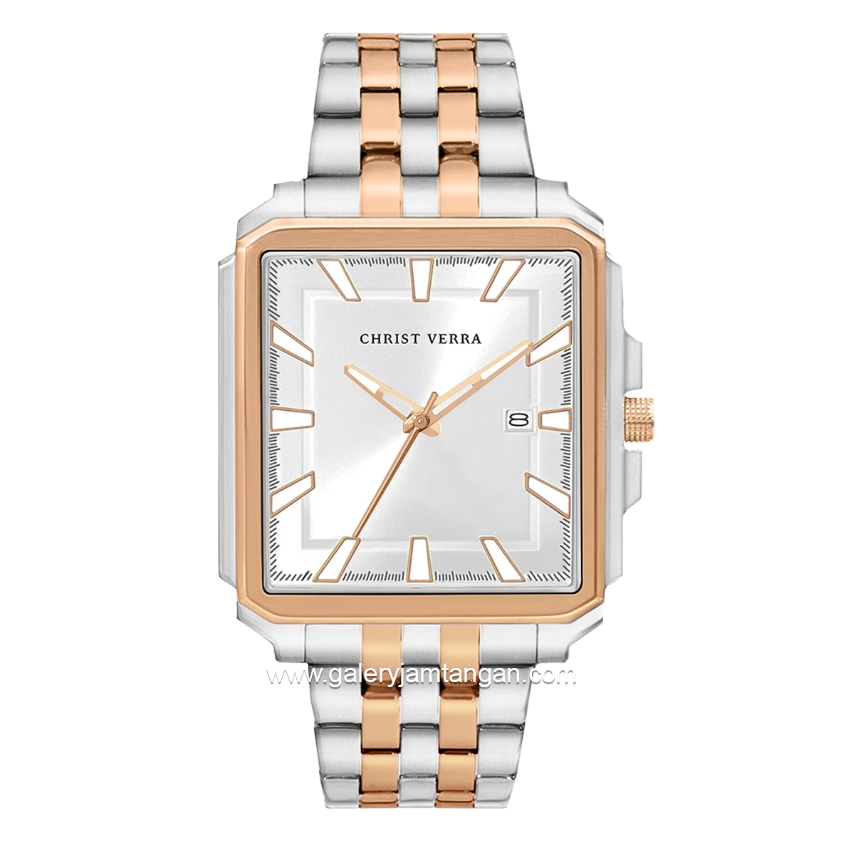 CHRIST VERRA CV 12083G-14 SLV Men Watches Silver Rosegold Dial White Stainless Steel