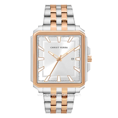 CHRIST VERRA CV 12083G-14 SLV Men Watches Silver Rosegold Dial White Stainless Steel