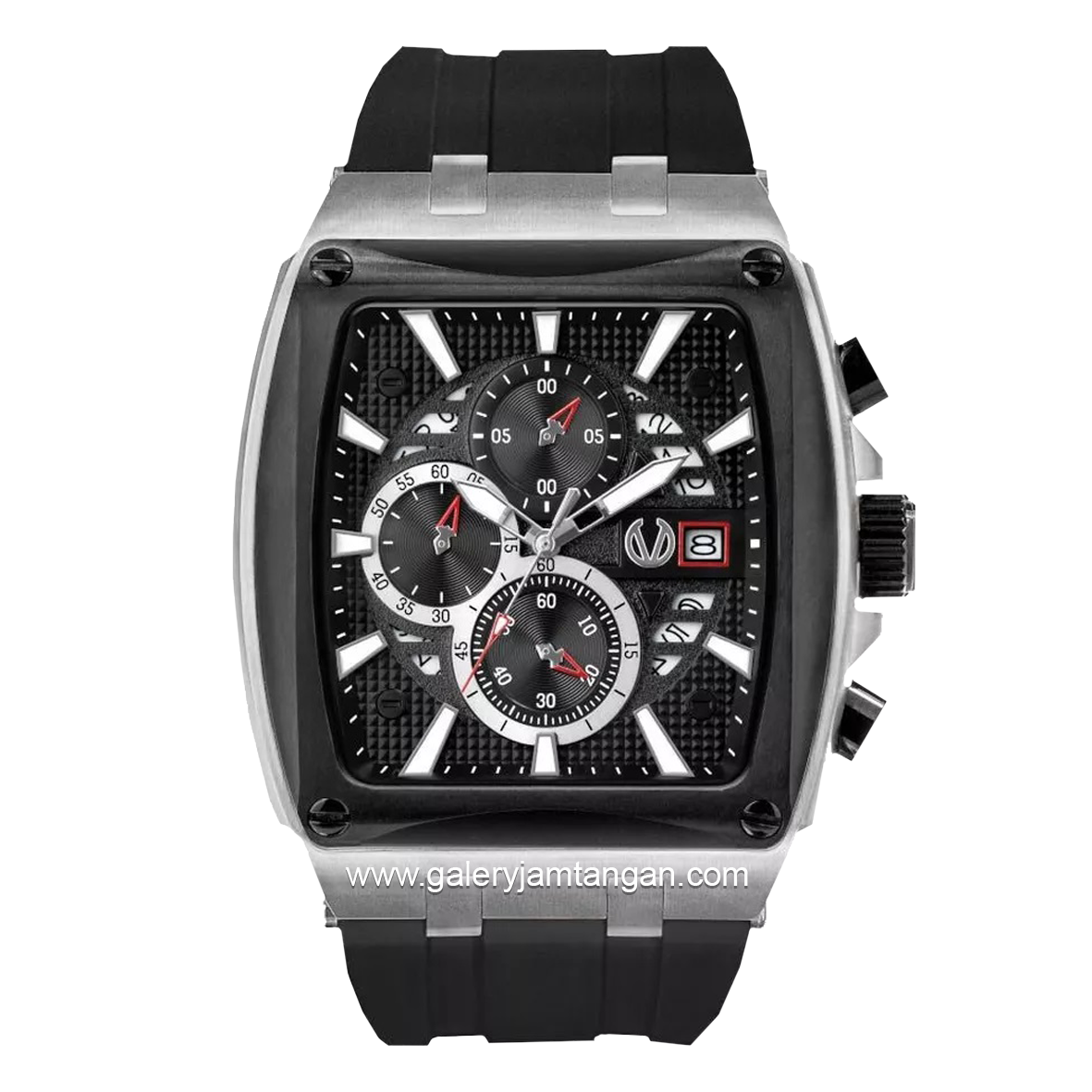 CHRIST VERRA CV 12107G-30 BLK Black Silver Rubber Strap