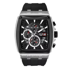 CHRIST VERRA CV 12107G-30 BLK Black Silver Rubber Strap