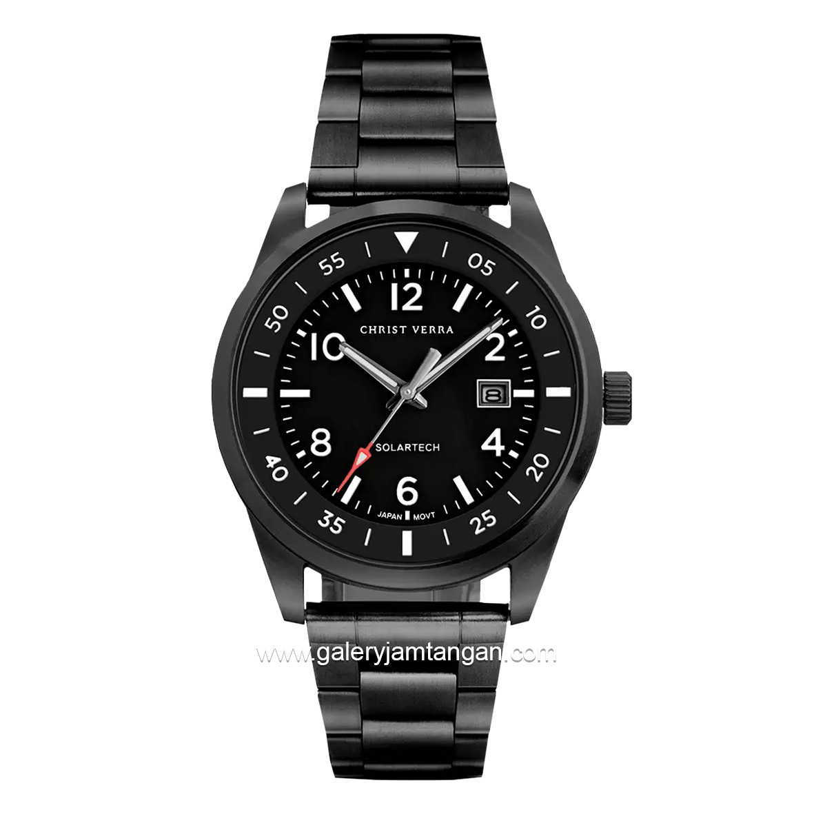 CHRIST VERRA Solar Tech CV 215483G-16 BLK Black Stainless Steel Free Canvas Strap