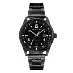 CHRIST VERRA Solar Tech CV 215483G-16 BLK Black Stainless Steel Free Canvas Strap