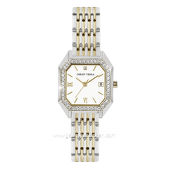 CHRIST VERRA CV 507925L-13 WHT Silver Gold Stainless Steel
