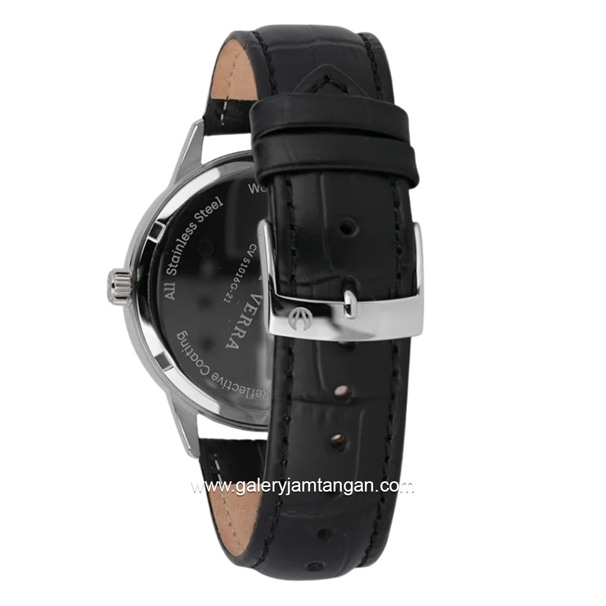 CHRIST VERRA SOLUNAE CV 51016L-21 WHT Black Silver Dial White Leather Strap