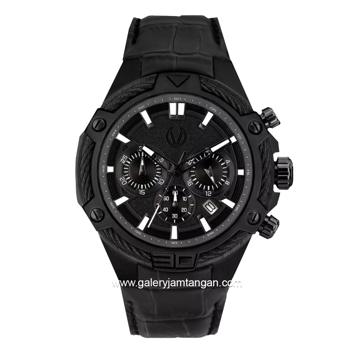 CHRIST VERRA CV53605G-26BLK Full Black Leather Strap