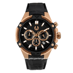 CHRIST VERRA CV53605G-28BLK Black Rosegold Leather Strap