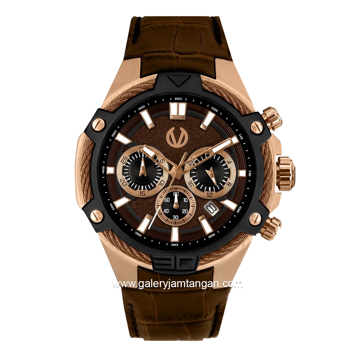 CHRIST VERRA CV 53605G-28 BRN Brown Rosegold Leather Strap