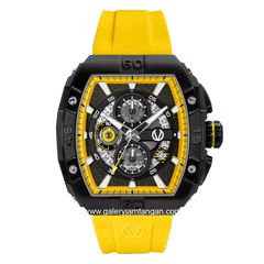CHRIST VERRA CV 53606G-36 BLK/YLW Chronograph Rubber Strap