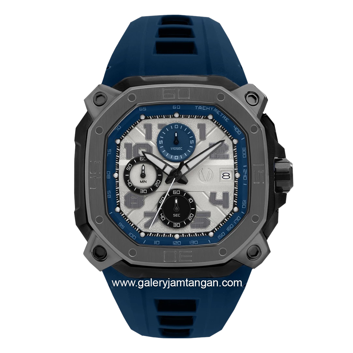 CHRIST VERRA CV 63033G-36L GUN/BLU Blue Black Rubber Strap