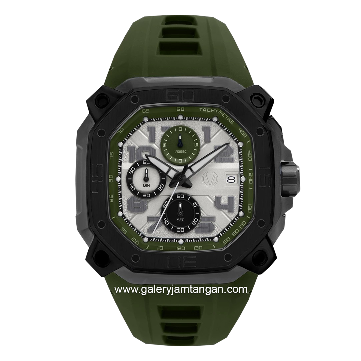 CHRIST VERRA CV 63033G-36L GUN/GRN Green Rubber Strap