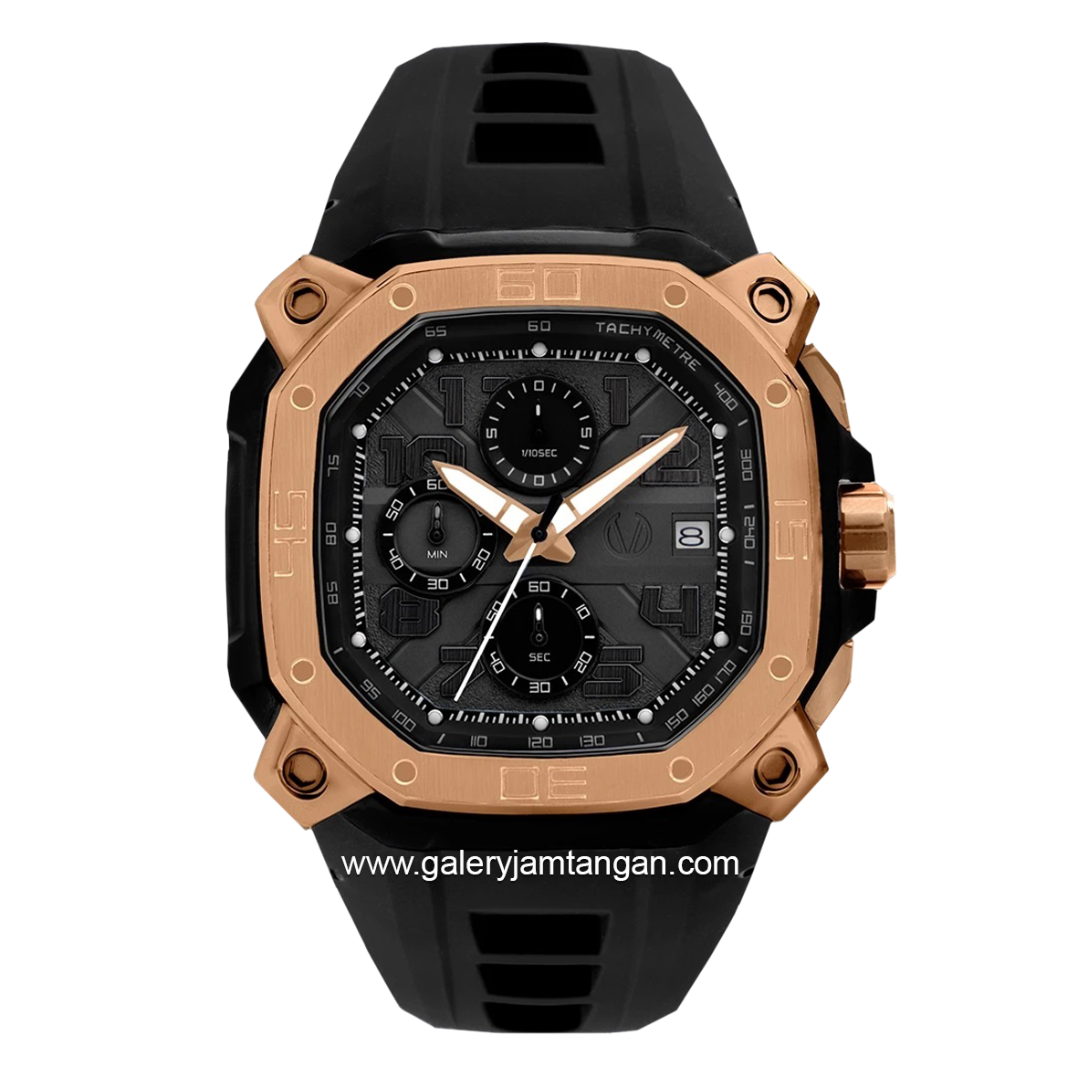 CHRIST VERRA CV 63033G-38 BLK Black Rosegold Rubber Strap