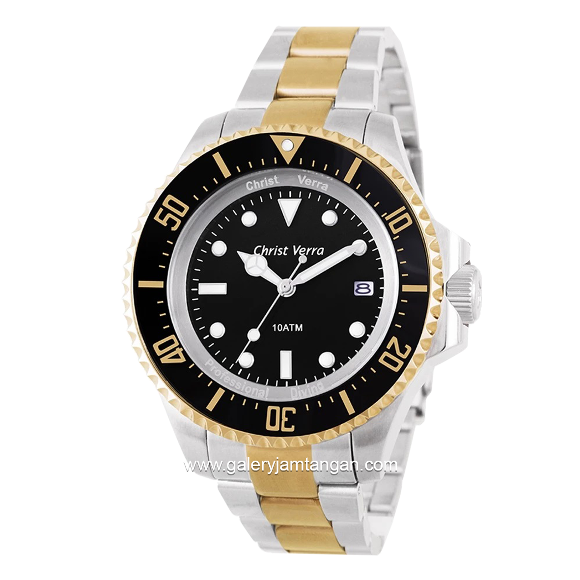CHRIST VERRA CV71637G-13BLK Silver Gold Dial Black Stainless Steel