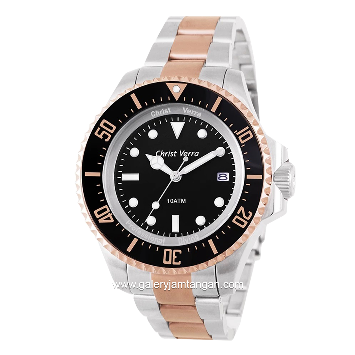 CHRIST VERRA CV71637G-14BLK Silver Gold Dial Black Stainless Steel
