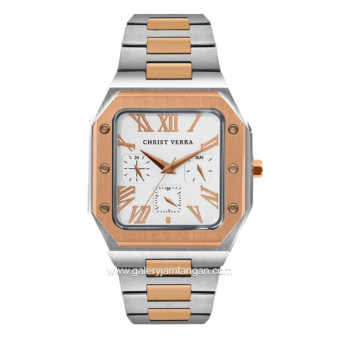 CHRIST VERRA CV 921790G-14 SLV Men's Watch Silver Rosegold Dial White Stainless Steel
