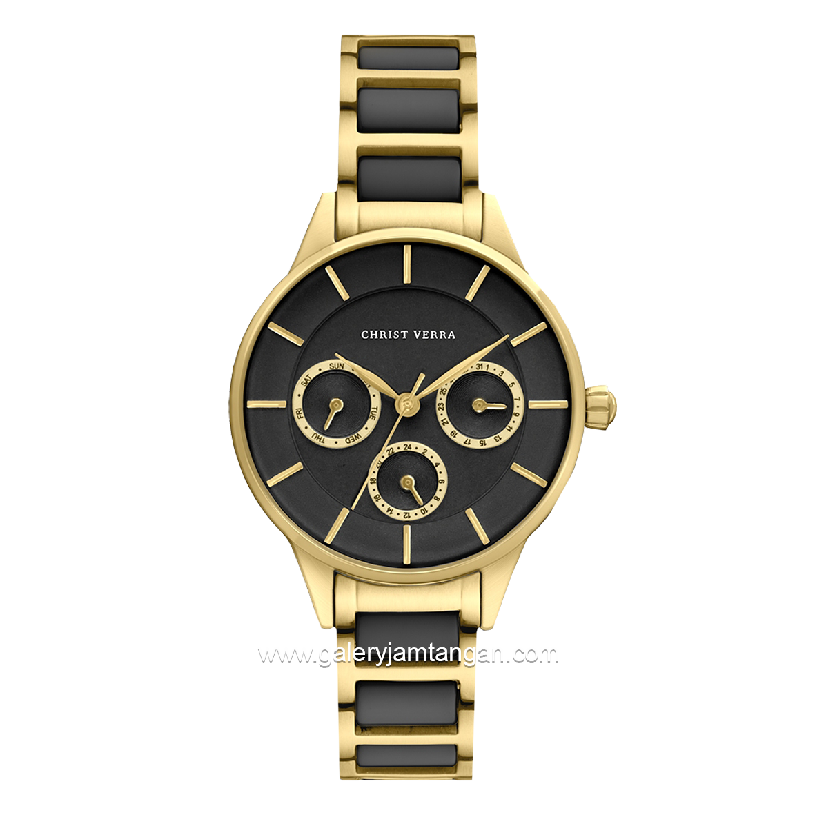 Christ Verra Women's Watch CV 924101L-52 BLK Black Gold Ceramic Combinasi Stainless Steel