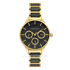 Christ Verra Women's Watch CV 924101L-52 BLK Black Gold Ceramic Combinasi Stainless Steel