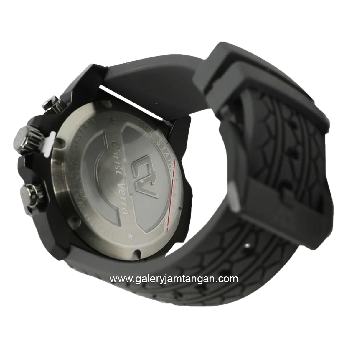 CHRIST VERRA CV C 71153G-36 BLK Black Jarum Red Rubber Strap