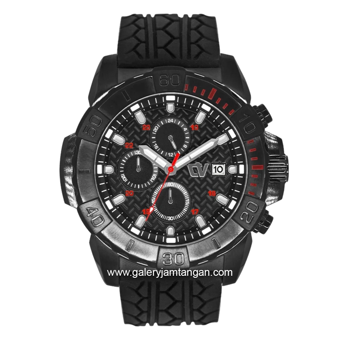 CHRIST VERRA CV C 71153G-36 BLK Black Jarum Red Rubber Strap