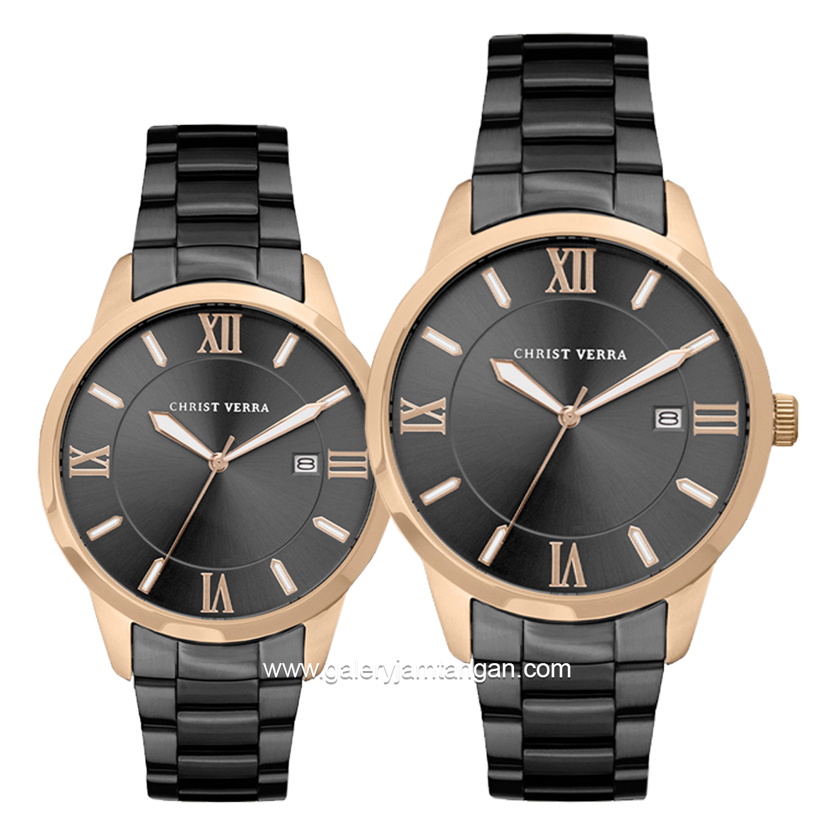 CHRIST VERRA TIMELESS HARMONY CV 10639G-18 BLK & CV 10639L-18 BLK Black Rosegold Stainless Steel