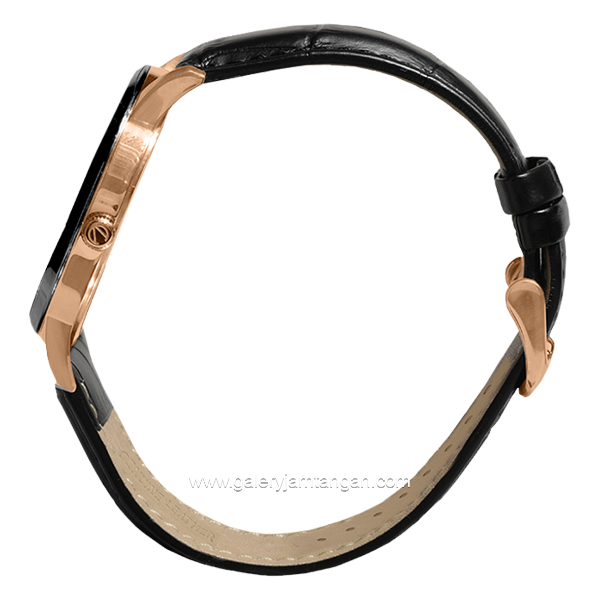 CHRIST VERRA CV 12071G-28 BLK & CV 12071L-28 BLK Black Rosegold Leather Strap