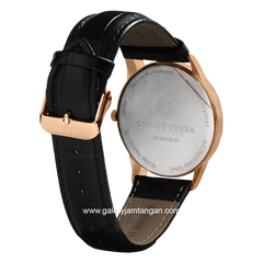 CHRIST VERRA CV 12071G-28 BLK & CV 12071L-28 BLK Black Rosegold Leather Strap