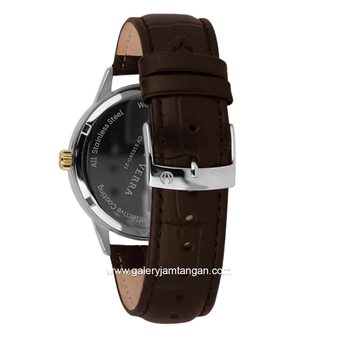 CHRIST VERRA SOLUNAE CV 51016G-23 WHT Brown Gold Dial White Leather Strap