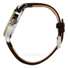 CHRIST VERRA SOLUNAE CV 51016G-23 WHT Brown Gold Dial White Leather Strap