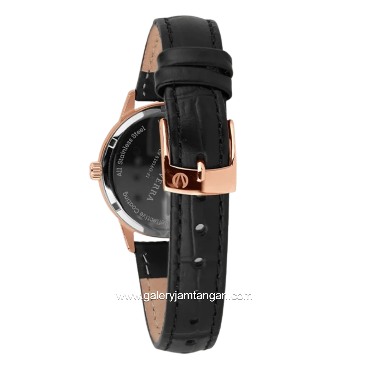CHRIST VERRA SOLUNAE CV 51016L-25 BLU Black Rosegold Dial Blue Leather Strap