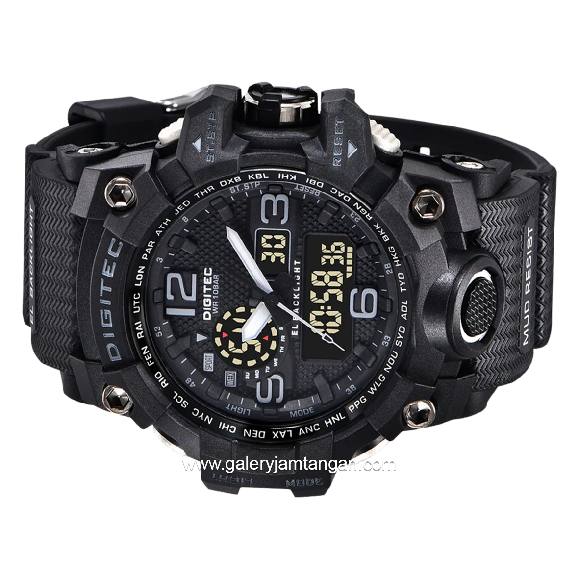 DIGITEC DA-2093T Full Black Digital Analog Rubber Strap