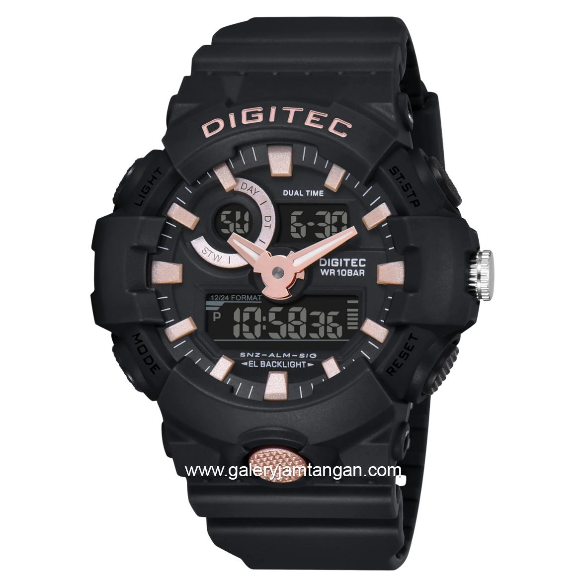 DIGITEC DA-2112T Digital Analog Black Dial Rosegold Rubber Strap